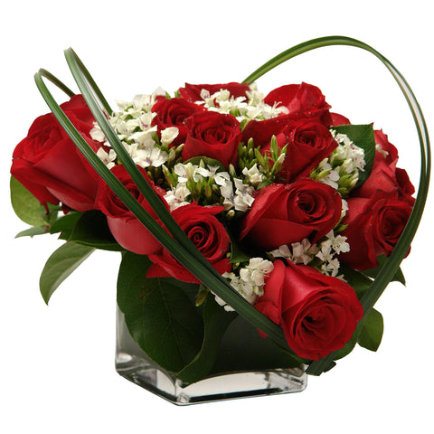 Roses Arranged in a Glass Cube