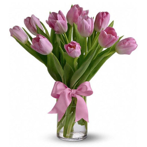 The Pink Prelude Tulips Arrangement in a Vase