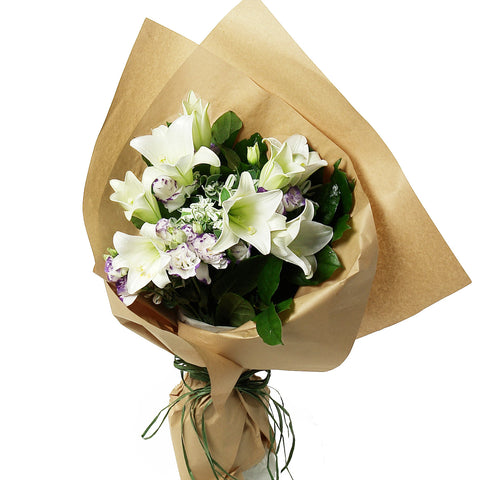 Lily Flowers Bouquet with Matching Greens