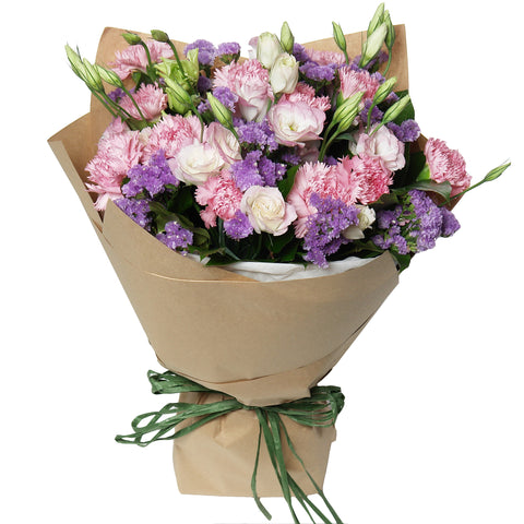Mother's Day in Style - Pink Carnations Flower Bouquet with Matching Greens